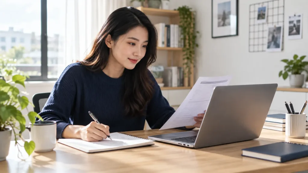 Ứng viên thực hành cách viết cover letter trên máy tính