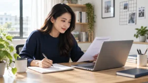 Ứng viên thực hành cách viết cover letter trên máy tính